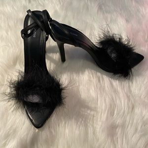 Black fur heels